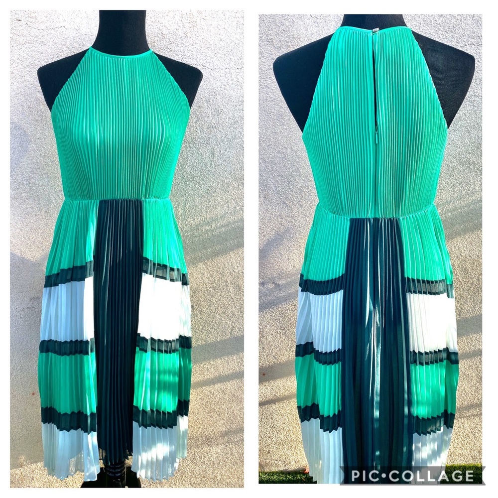 Ted Baker London Dress, Green/White Mid Calf